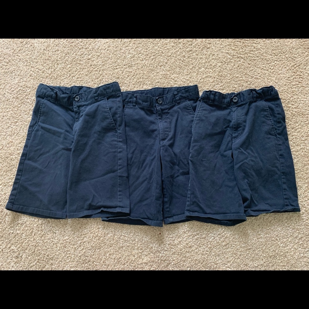 Bundle of 3 Boys School Uniform Flat Front Twill Shorts